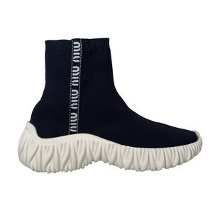 Miu Miu Chunky Black & White Maglia Tech 5 Knit Sock Sneakers Sz 6 NEW
